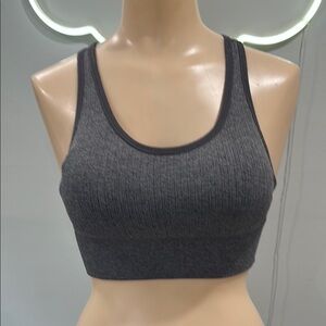 Charcoal Women's Ribbed Sports Bra